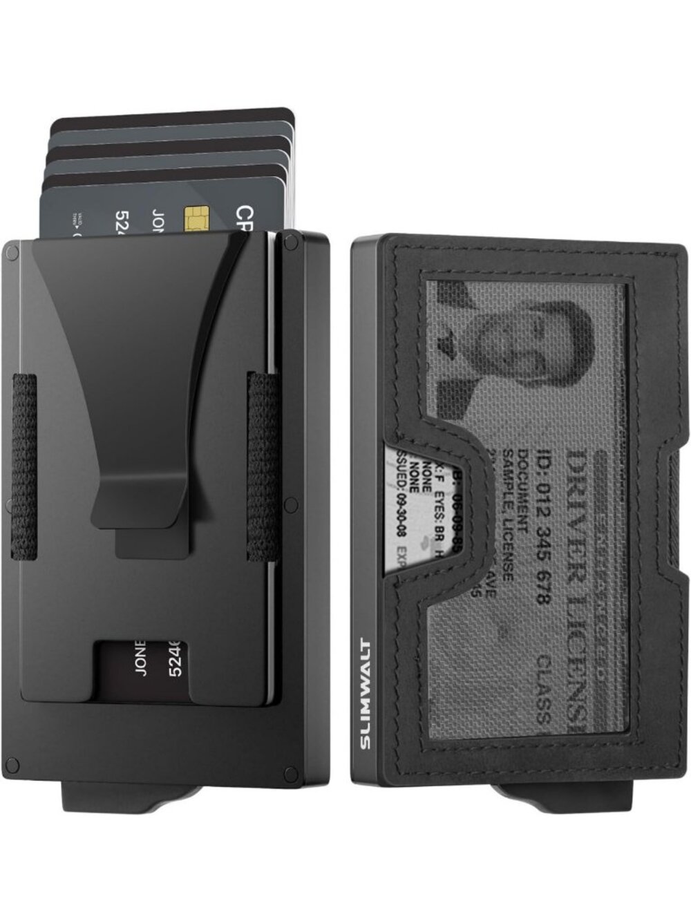 Minimalist Men's Wallet with Money Clip & ID Window - RFID Blocking, Holds 20